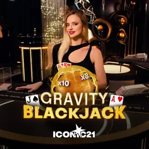 Croupière blonde à une table de blackjack sombre
