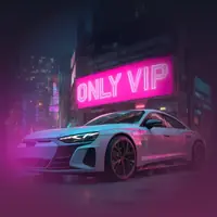 Voiture de luxe garée sous une enseigne Only VIP